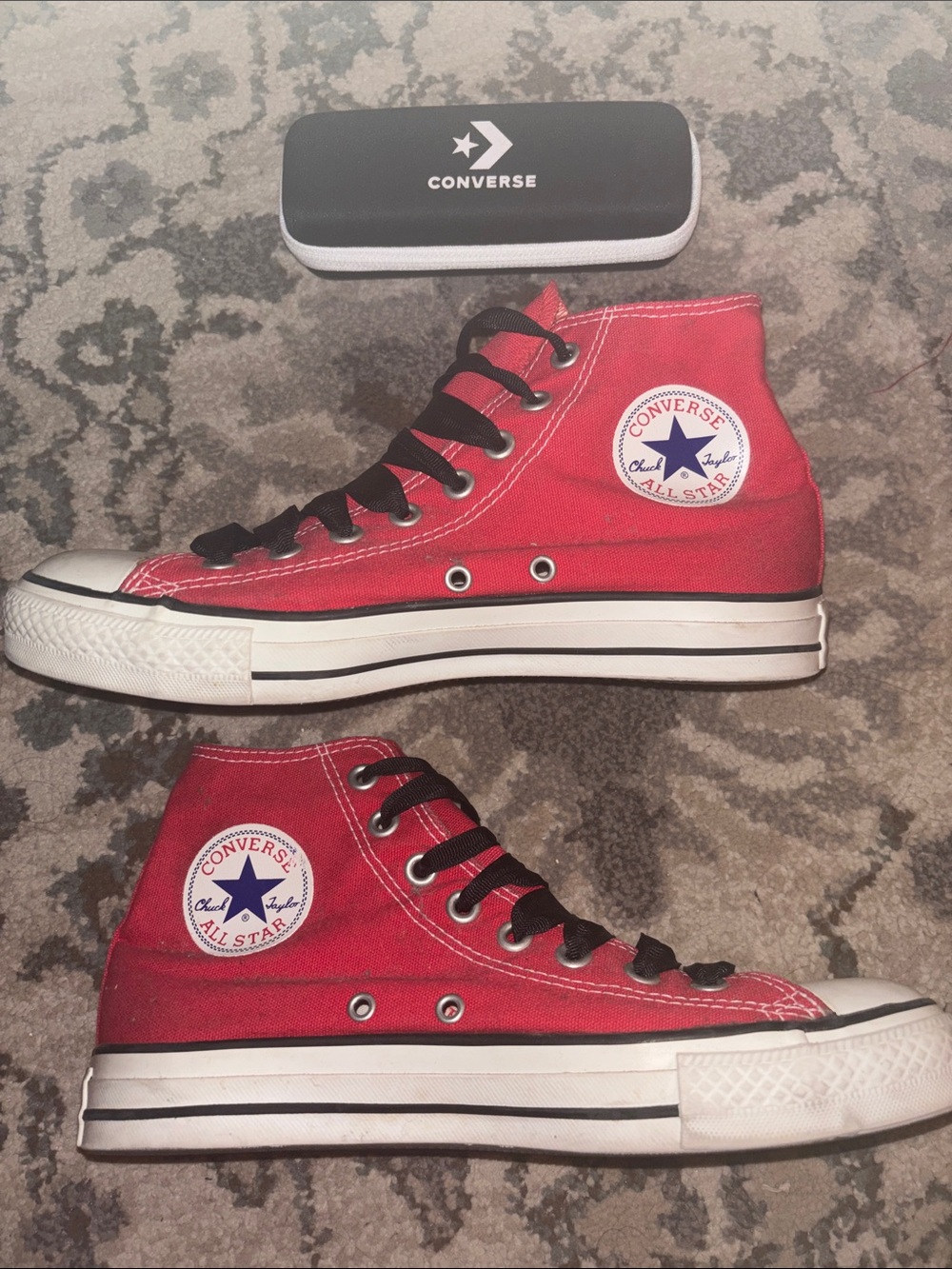 Converse Red High Top Chuck Taylor Sneakers & Eye Glass Case